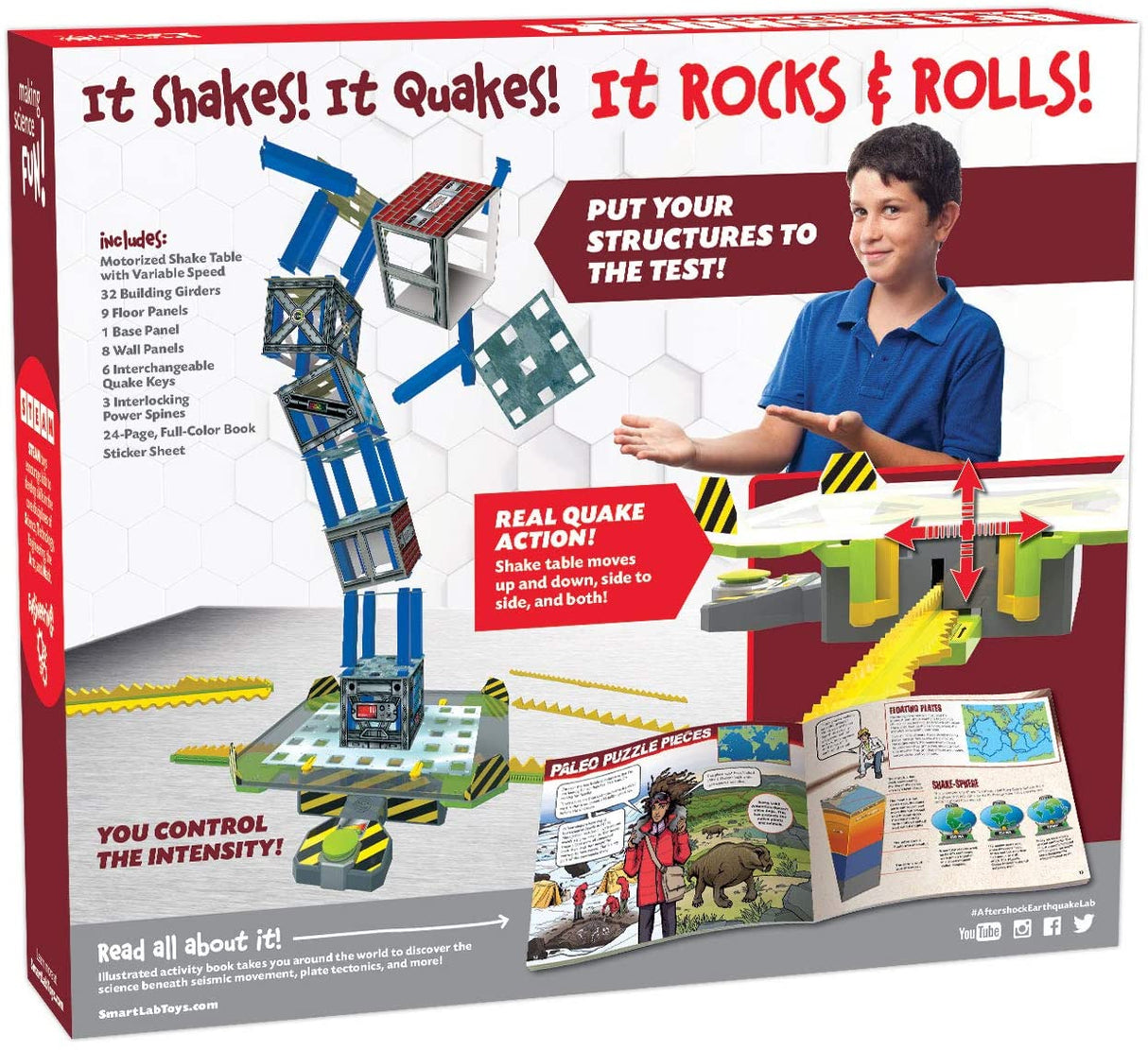 Kids building and testing earthquake structures with a science lab kit for Smart Lab 00525