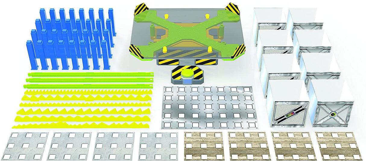 Earthquake lab components: seismic actuators, tracks, and modular building blocks for Smart Lab 00525
