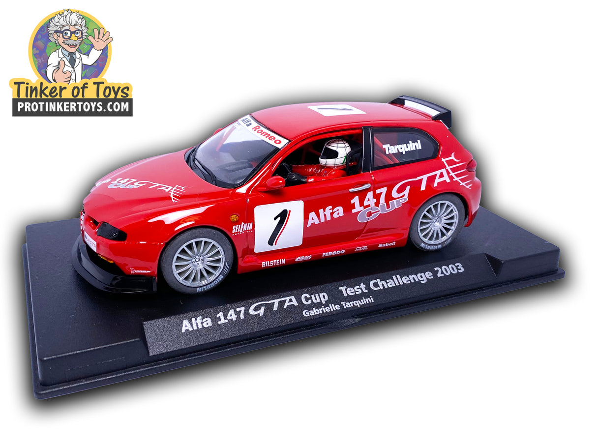 Red slot car: 2003 Alfa 147 GTA Cup Test Challenge for Fly Car A-722