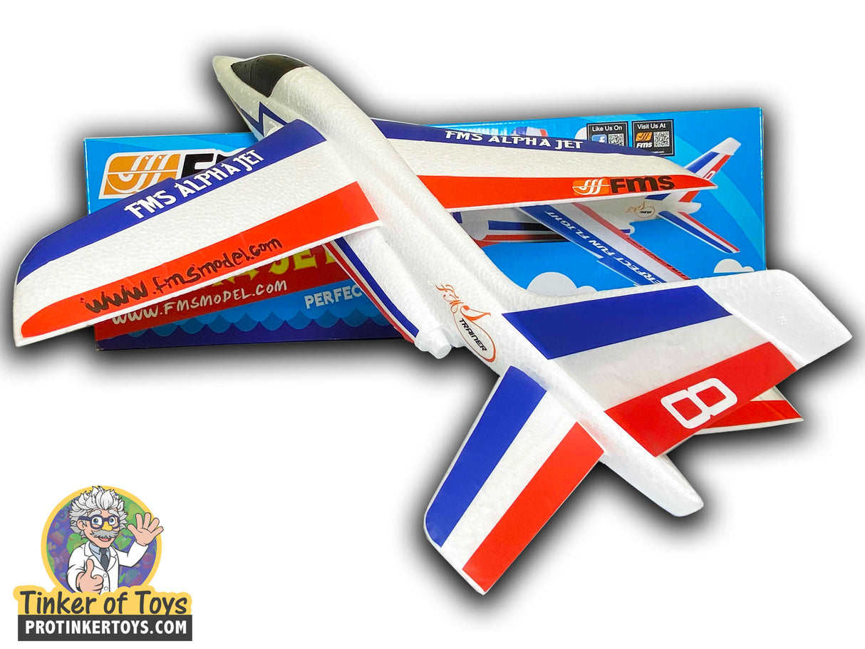 Model airplane kit for Alpha Jet, packaged with instructions for Firefox Toys FMS073R