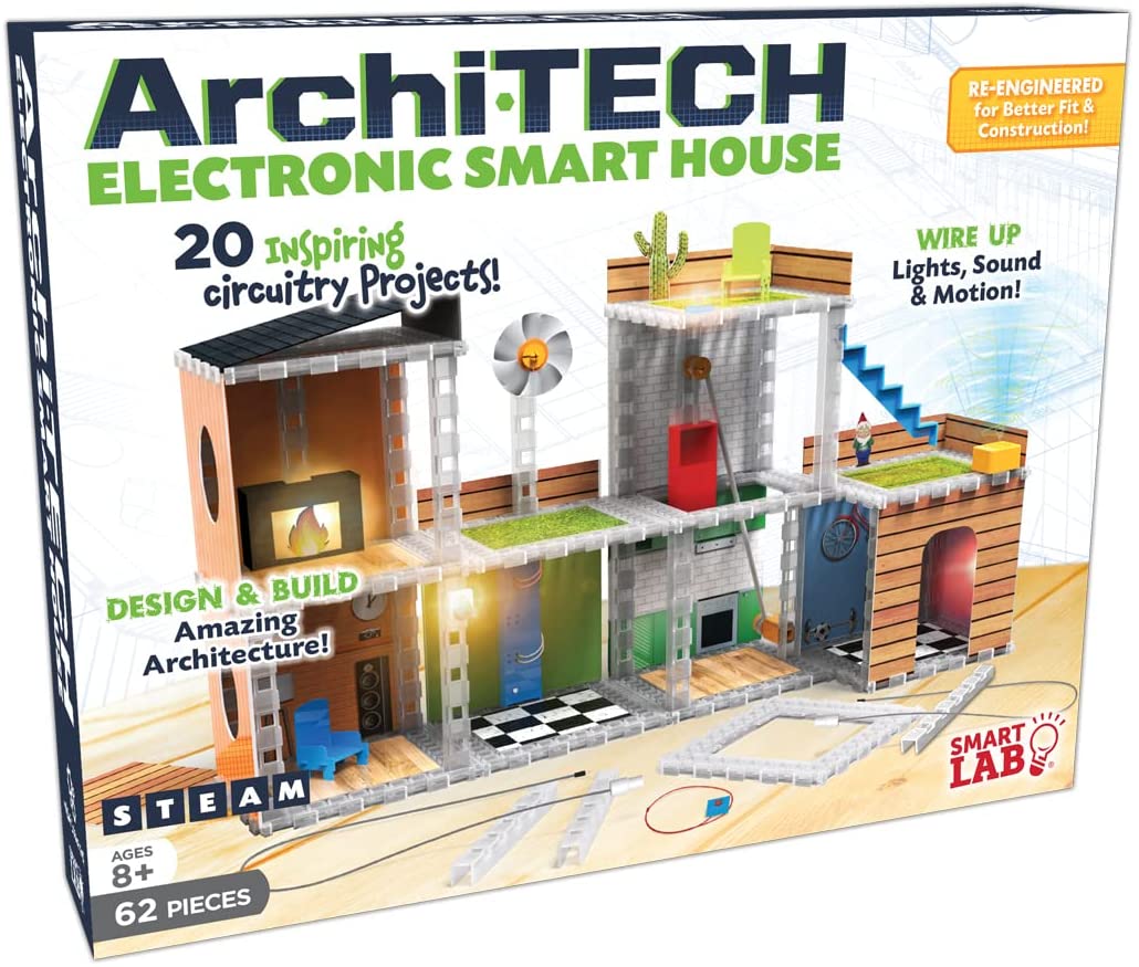 Building kit for electronic smart house, featuring circuits, lights, and motion for Smart Lab 00655