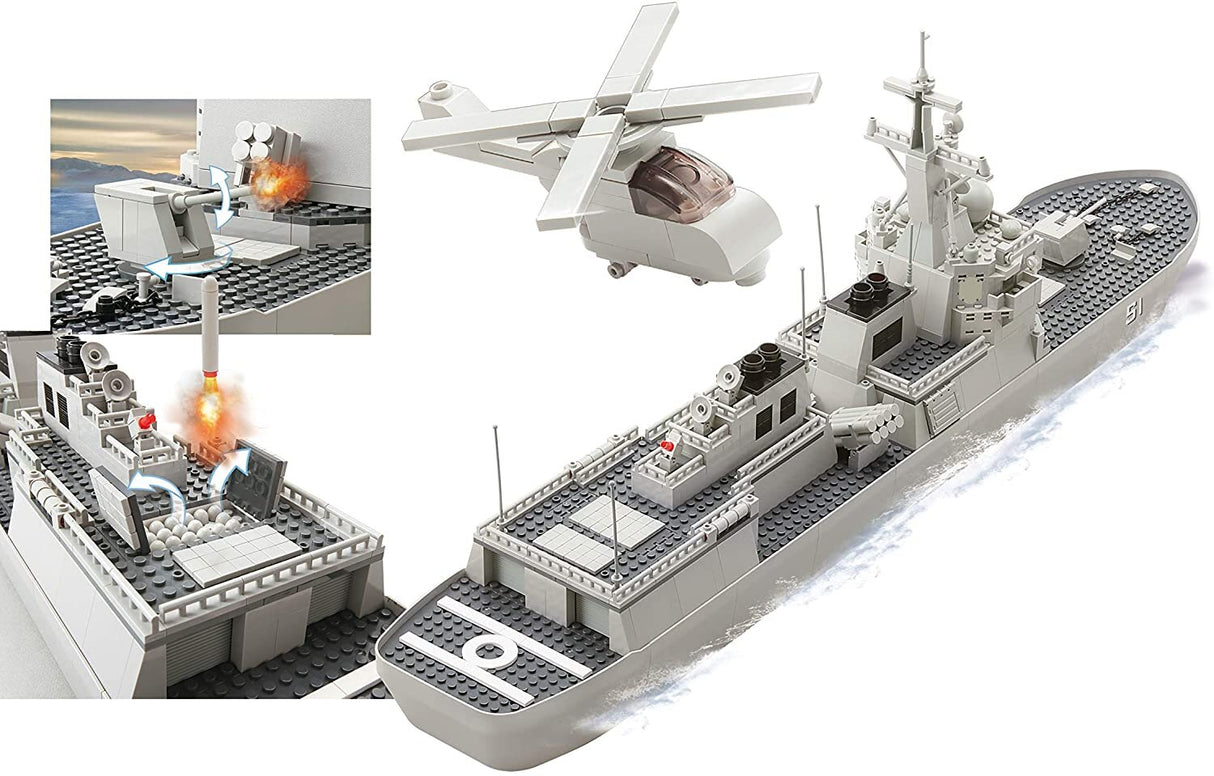 Lego model of an Arleigh Burke Aegis Missile Destroyer with helicopter for Oxford OXF38221