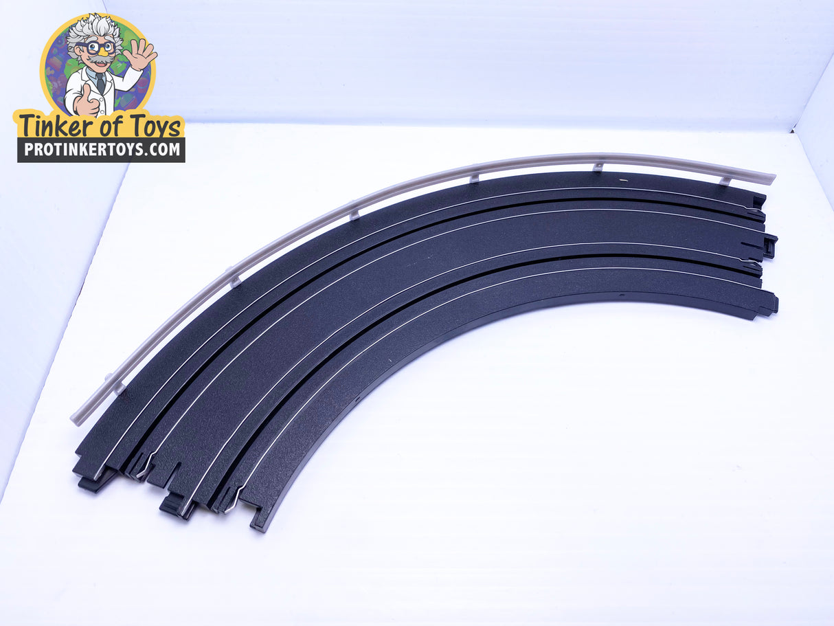 Curved black track guard rails for model train sets for Auto World TRX00143