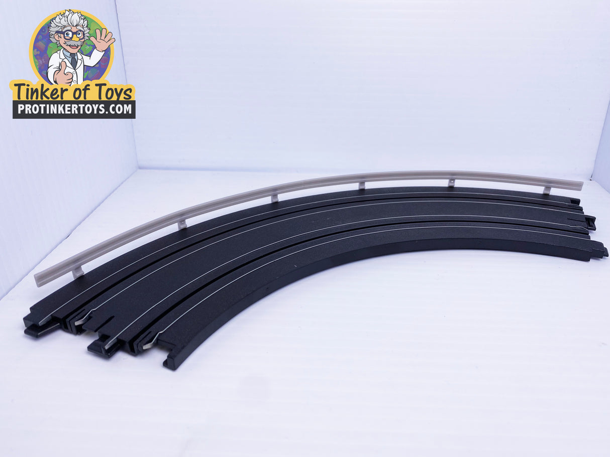 Curved track guard rails and barriers for model train sets for Auto World TRX00143