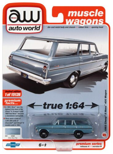 AW auto world 1963 Chevye II Nova 400 Wagon 1:64 Muscle Wagons | AW64332 | AW Die Cast