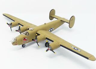 B-24J Liberator bomber model kit, assembled plastic aircraft for Atlantis Model Co ALM218, rear view
