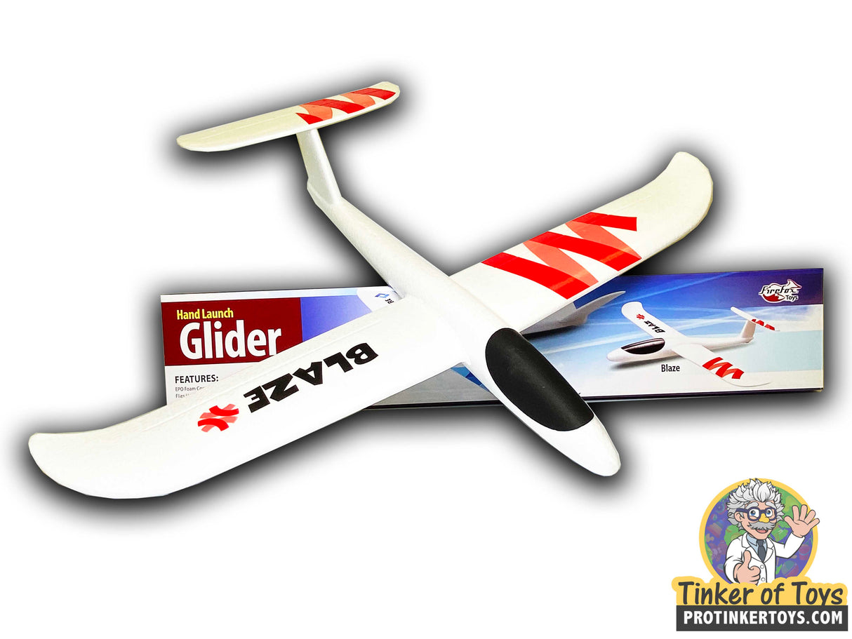 White and red glider toy with box packaging for Firefox Toys FF42371