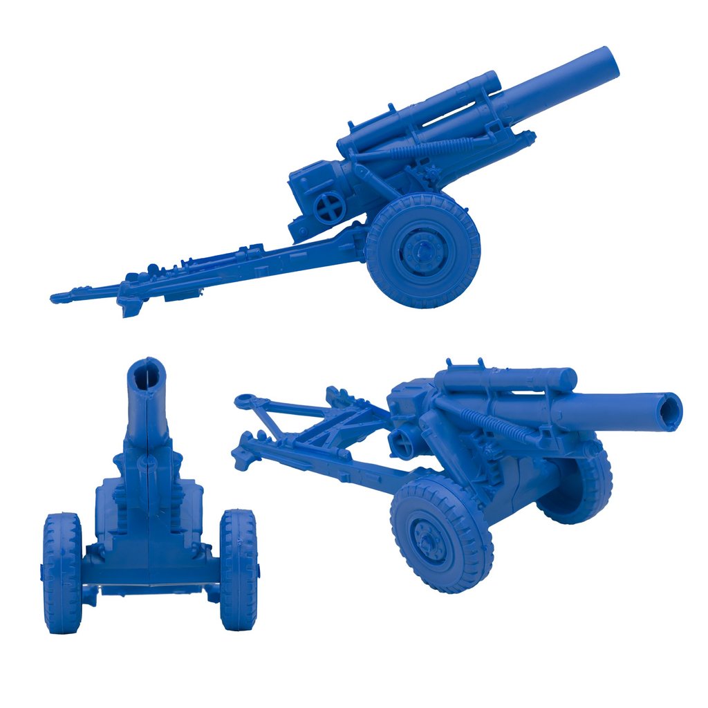 Blue toy artillery set featuring three different howitzer models for BMC 67070