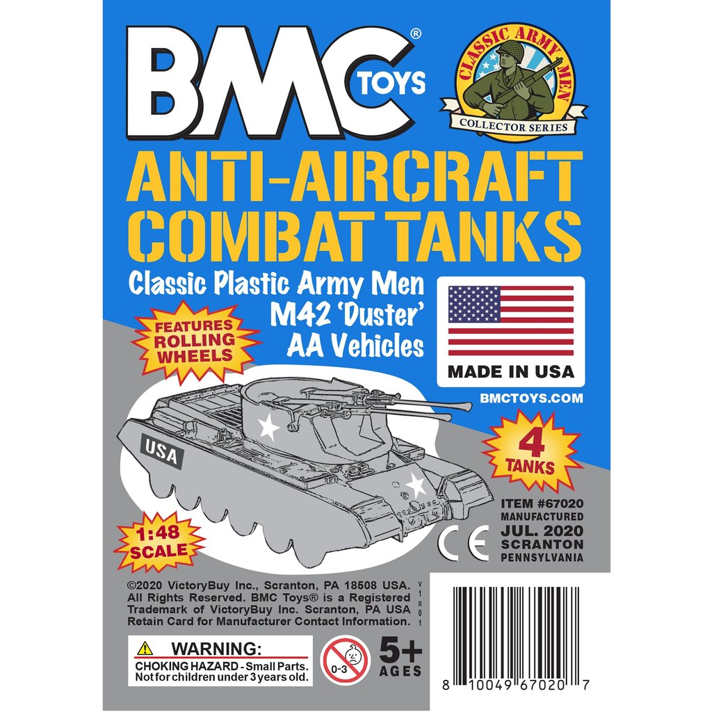 Toy tank set: Anti-aircraft combat tanks, 1:48 scale, blue and gray for BMC 67020