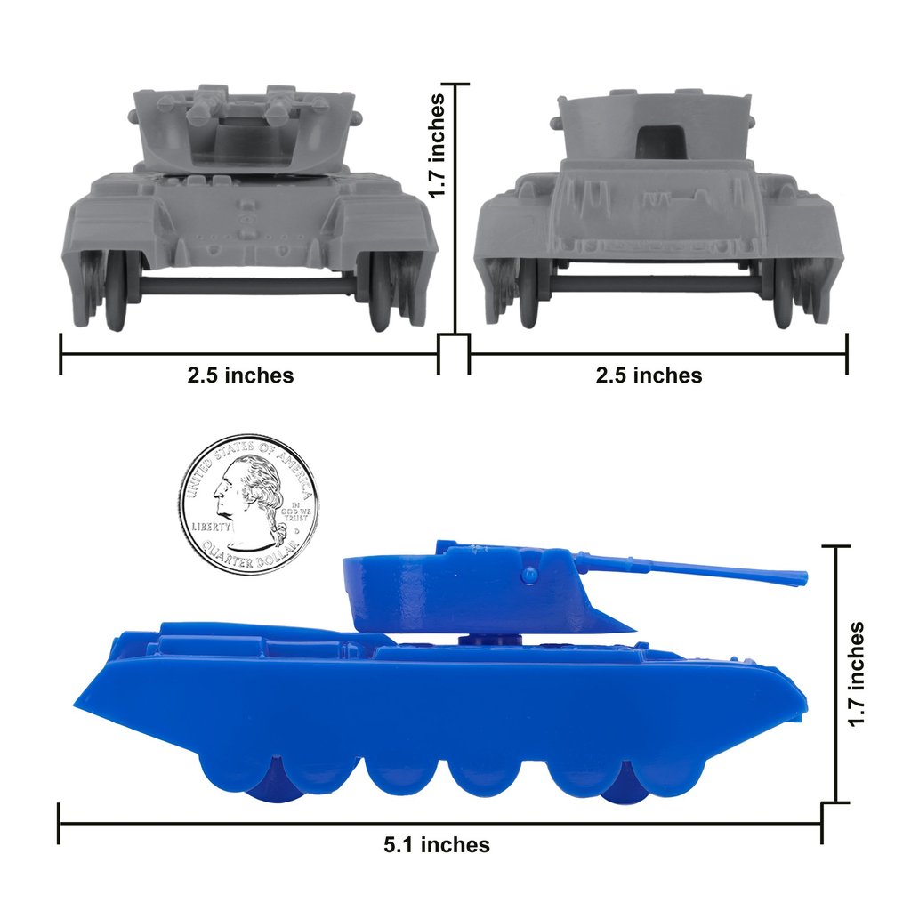 Gray and blue toy tanks, showing size comparison for anti-aircraft vehicles for BMC 67020