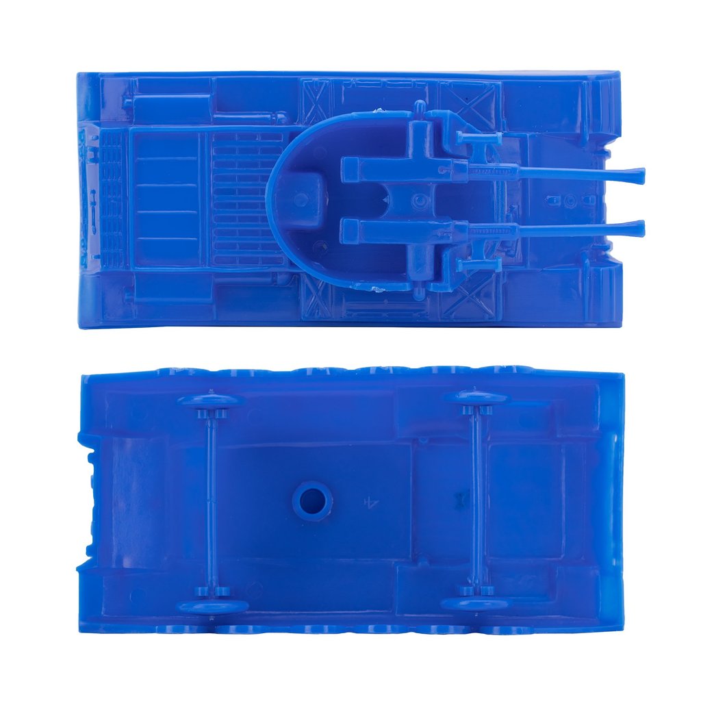Blue and gray plastic toy tank pieces for anti-aircraft vehicle assembly for BMC 67020