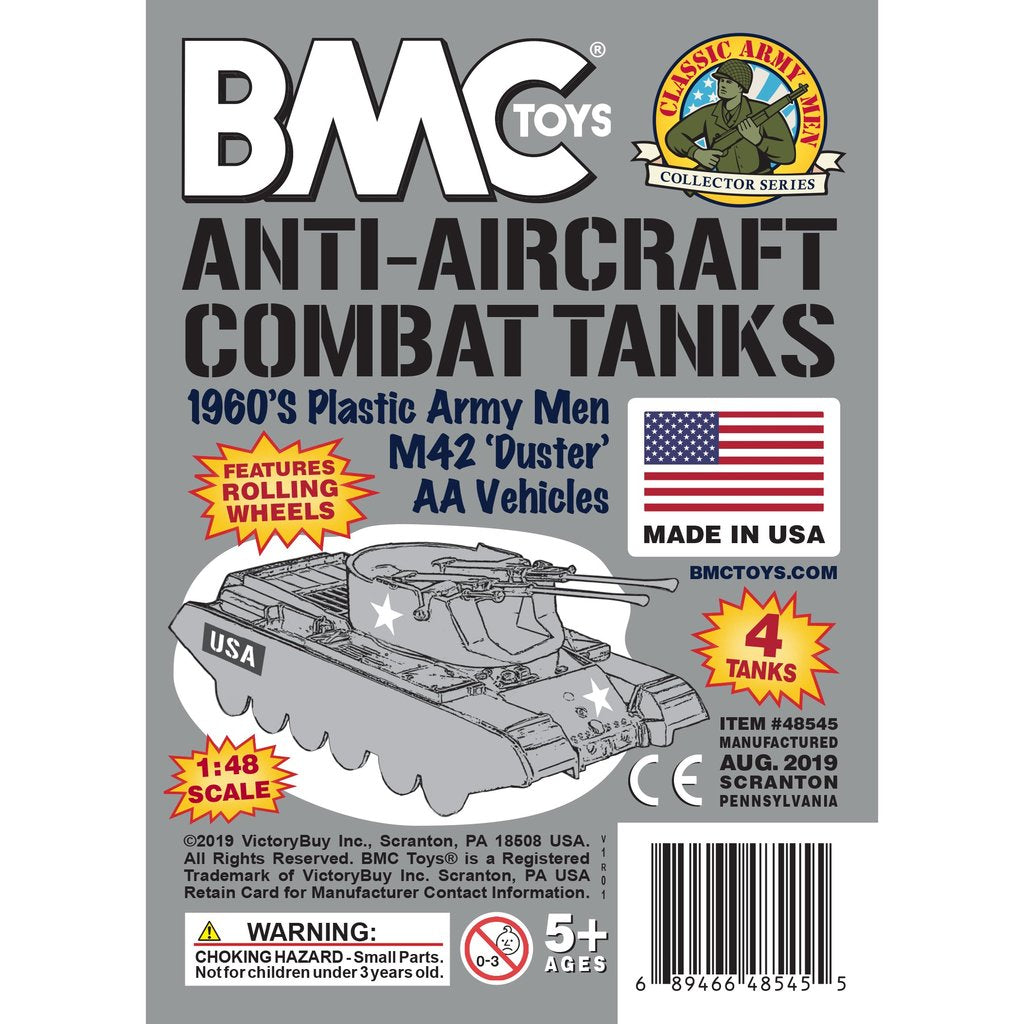 Toy box art for 1960s anti-aircraft tanks, model M42 'Duster' for BMC 48545