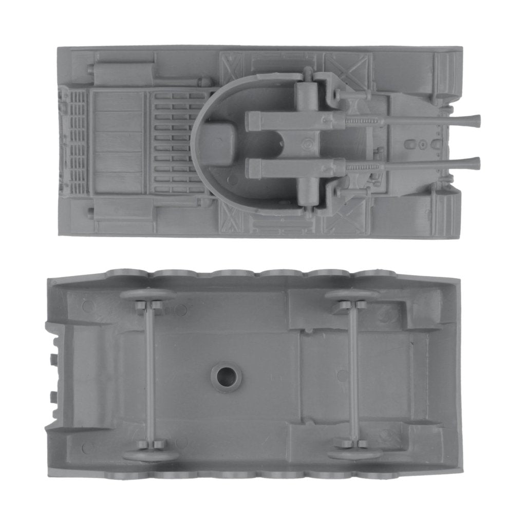 Gray model parts for anti-aircraft tanks, showing gun mount and base for BMC 48545