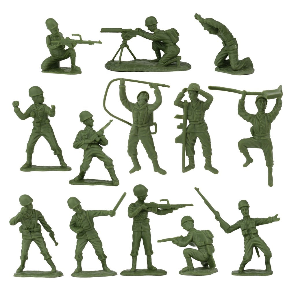 Plastic army men figures depicting WWII D-Day Normandy invasion soldiers for BMC 40009, rear view