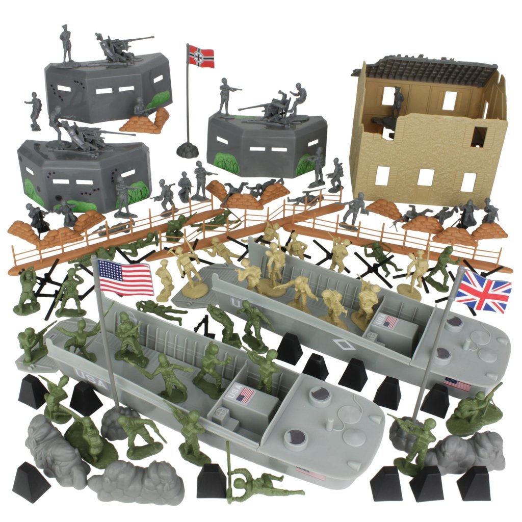 WW2 D-Day plastic army men set depicting Normandy invasion action for BMC 40009