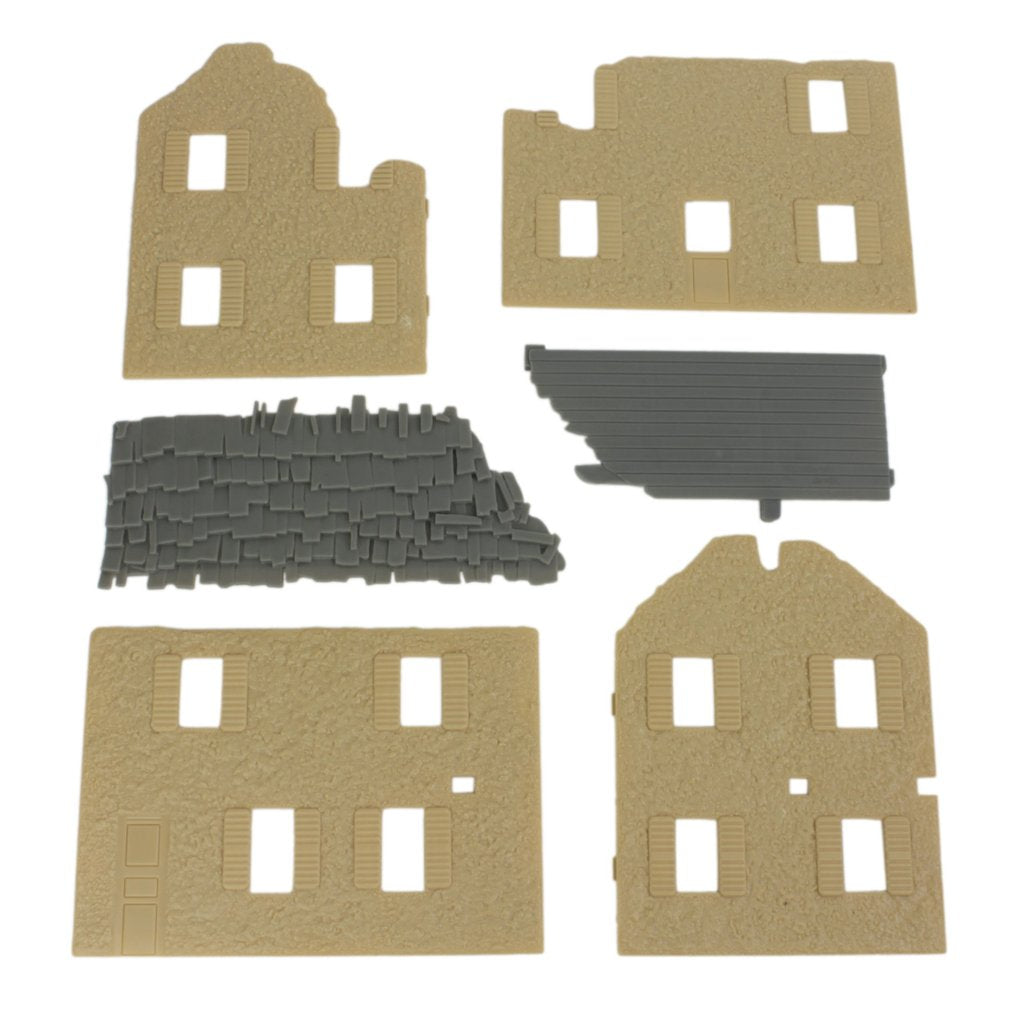 Plastic building facades for diorama: various house shapes and roof pieces for BMC 40009