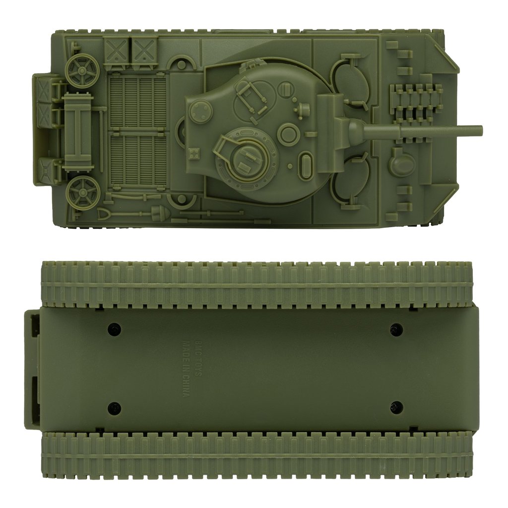 Sherman M4 tank model, top and side views, olive drab color for BMC 67008