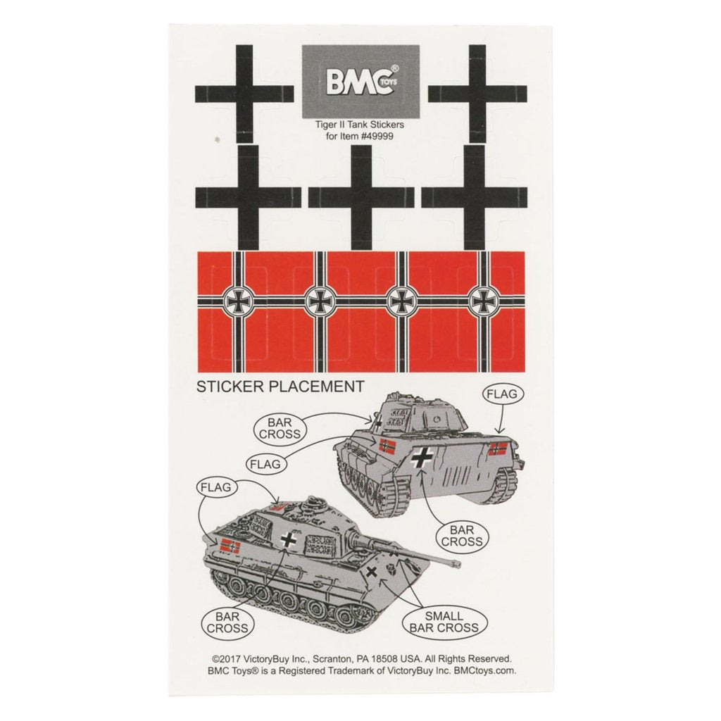 Sticker placement guide for King Tiger tank decals for BMC 49999