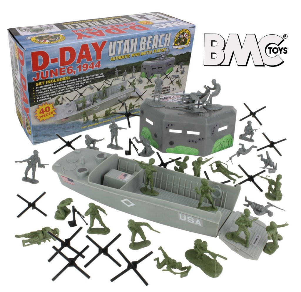 D-Day Utah Beach toy set with figures, vehicles, and accessories for BMC 40027