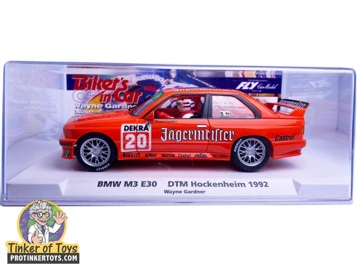 Orange BMW M3 E30 race car from the 1992 DTM season for Fly Car Biker’s In Car 01