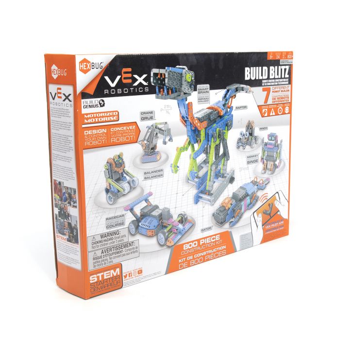 Robotics kit box showing various robot models and building components for HexBug 228-8888