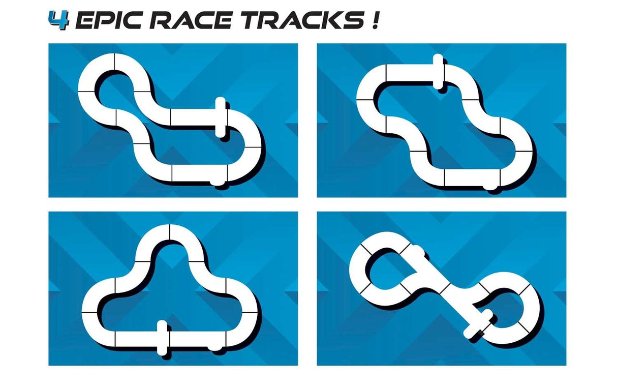 Four interlocking race track pieces showing various corner and straight sections for Scalextric C1412