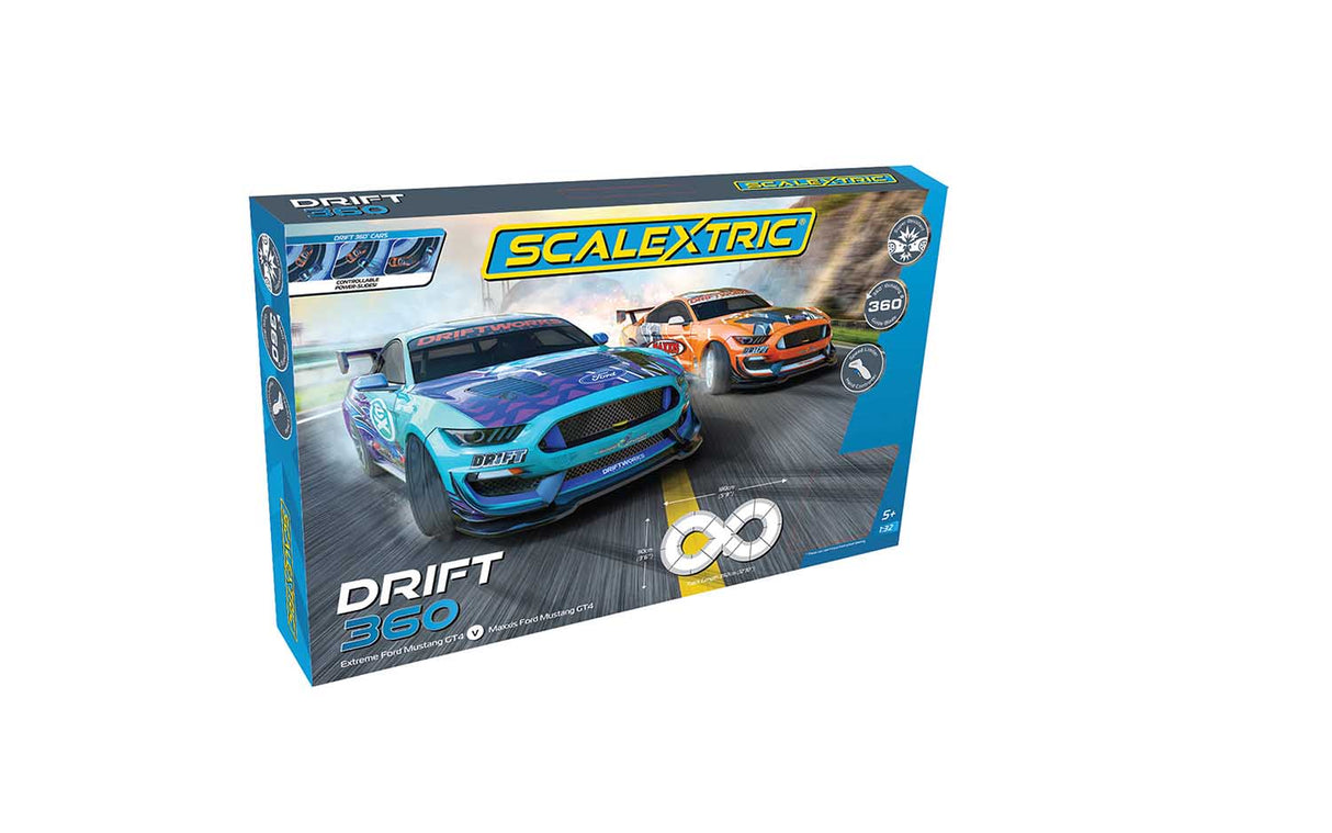 Drift 360 race set with two slot cars for track play for 1/32 slot cars Scalextric C1421