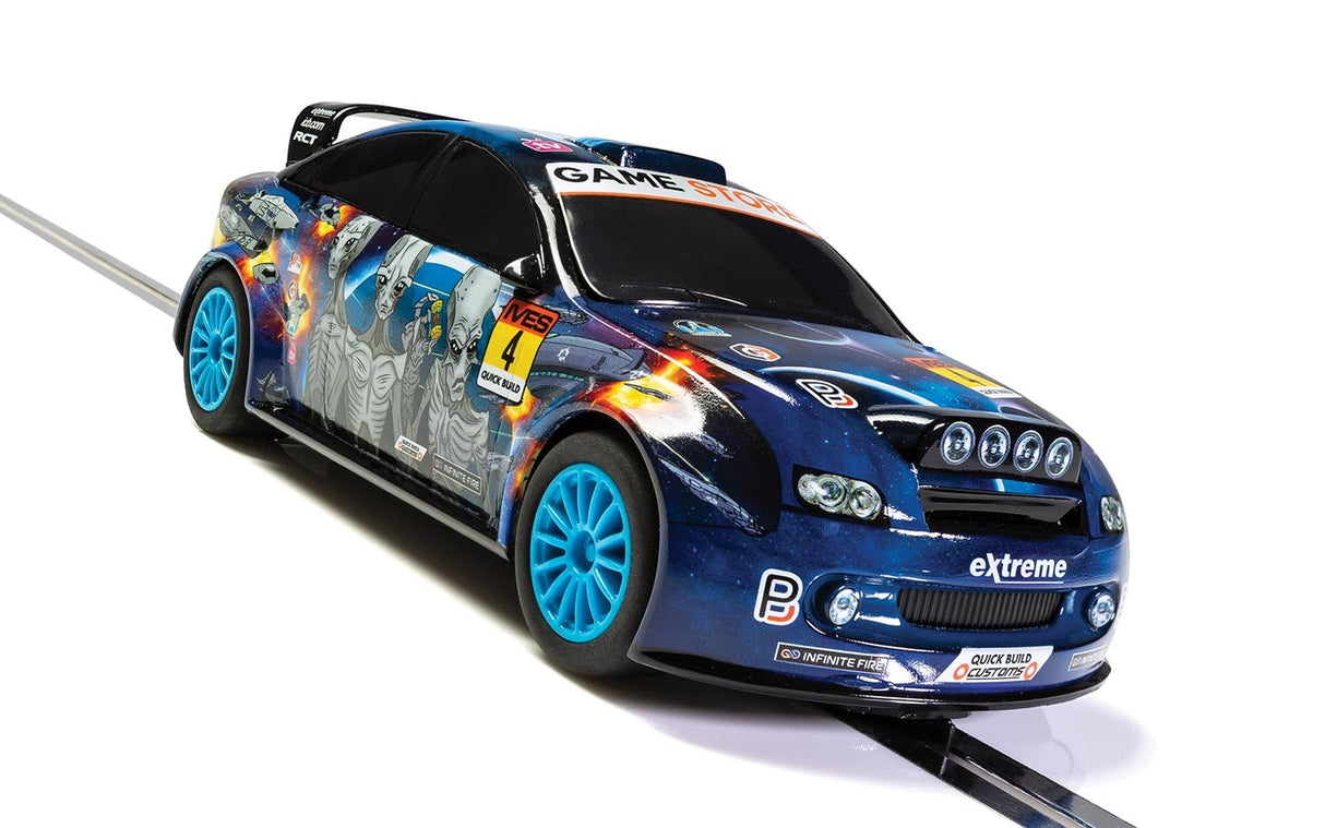Blue slot car featuring anime characters from Team Rally Space for Scalextric 1/32 Slot Cars C3962