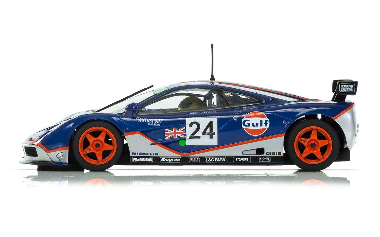 Blue and orange McLaren F1 GTR race car, Gulf Edition, Le Mans 1995 for Scalextric C3969