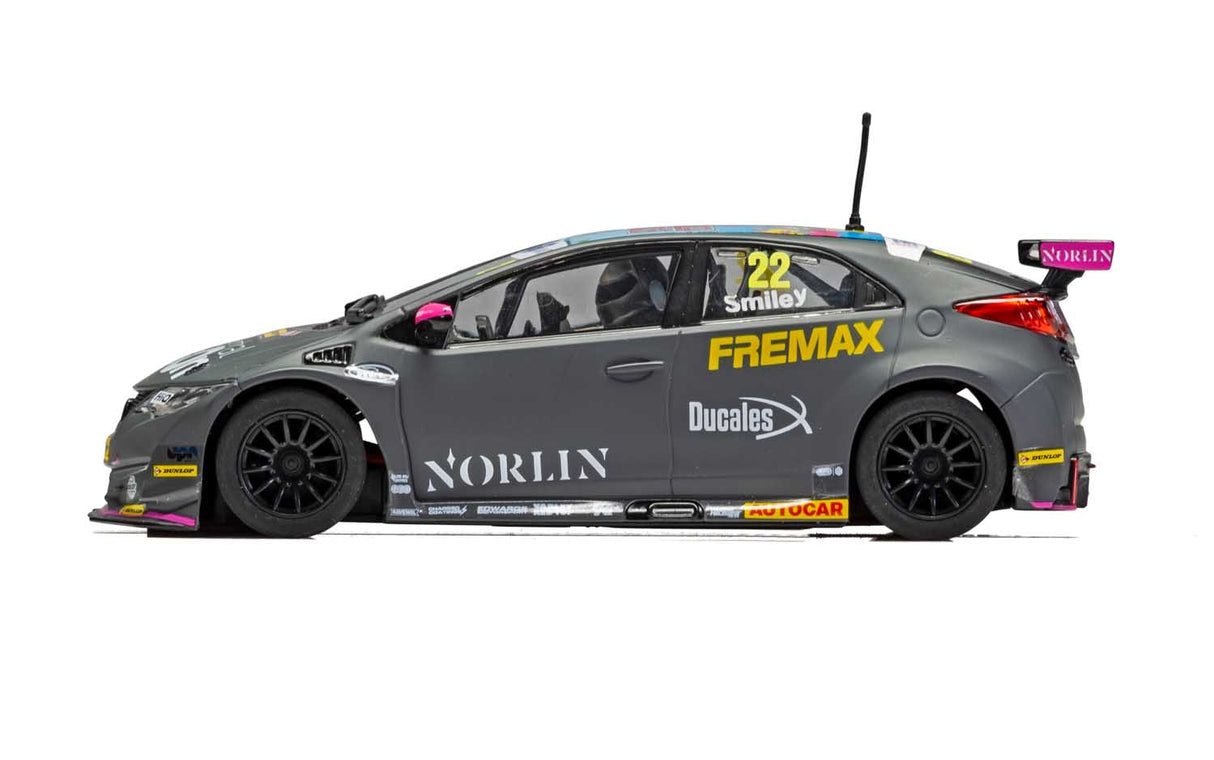 Scaled model of a 2018 Honda Civic Type R BTCC race car for Scalextric C4015, rear view