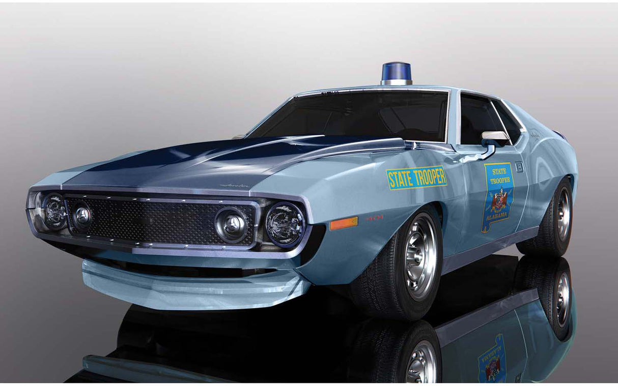 Light blue AMC Javelin Alabama State Trooper slot car for Scalextric C4058