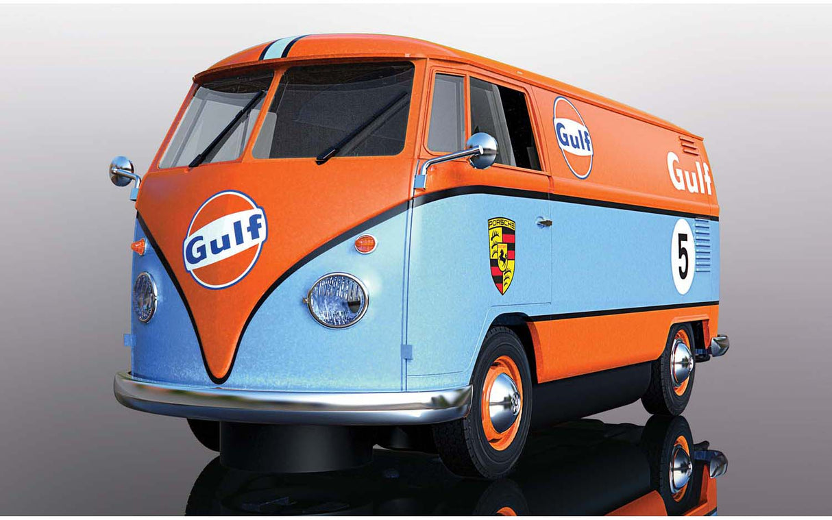 Orange and blue Gulf-liveried VW panel van model car for Scalextric C4060
