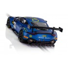 Blue Aston Martin GT3 race car model on a track base for Scalextric C4076