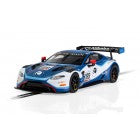 Blue and white Aston Martin Vantage GT3 race car model for Scalextric C4100, front view