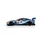 Blue and white Aston Martin Vantage GT3 race car model for Scalextric C4100, rear view