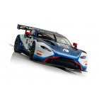 Blue and white Aston Martin Vantage GT3 model car for Scalextric C4100
