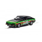 Green and black Ford Capri MK3 model car for Scalextric C4101, rear view