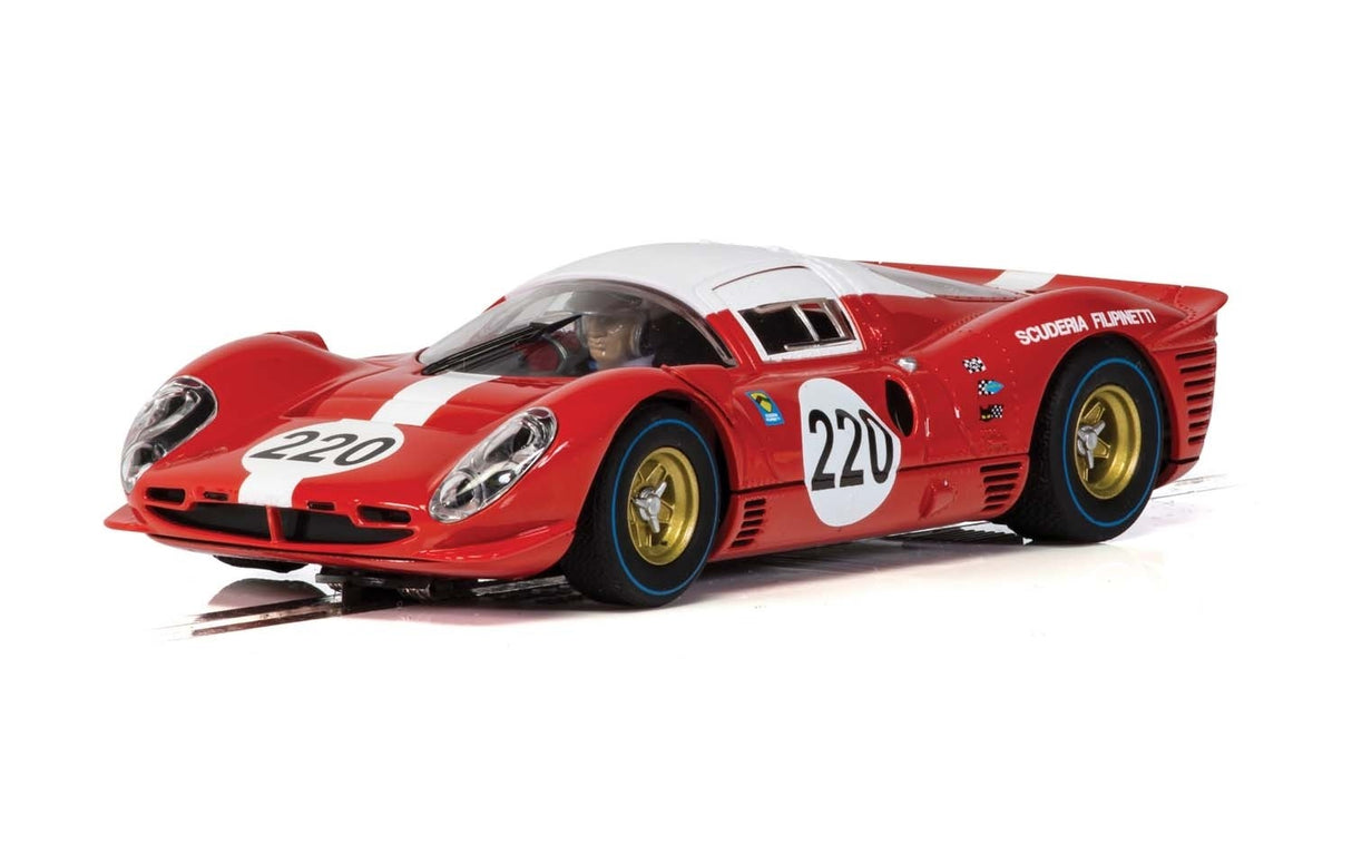 Red and white model race car, Scuderia Filippi, 1967 Targa Florio for Scalextric C4163