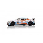 Blue and orange Lotus Evora race car model for Scalextric C4183, front view