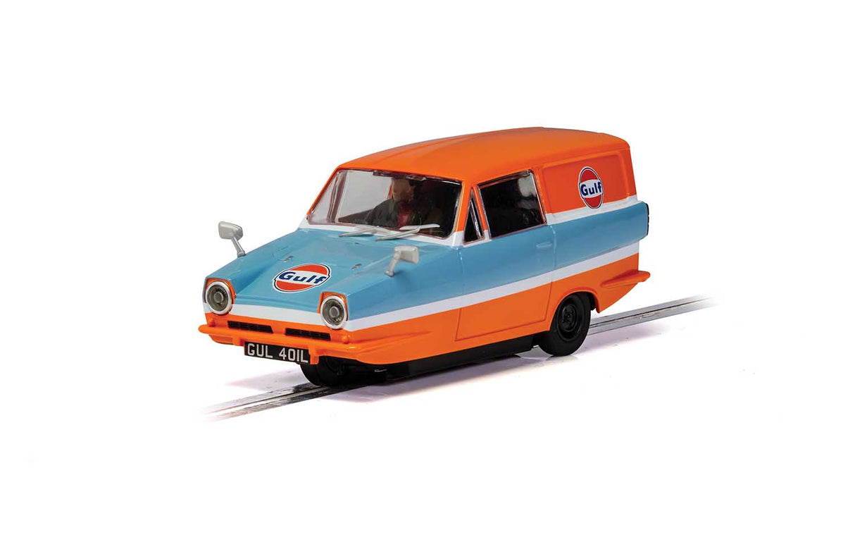 Orange and blue Gulf-liveried Reliant Regal van model car for 1/32 slot cars Scalextric C4193