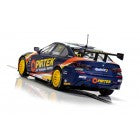 Slot car of a 2019 BMW 330I M-Sport race car for Scalextric C4194, rear view