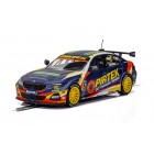 Slot car of a 2019 BMW 330I M-Sport race car for Scalextric C4194, side view
