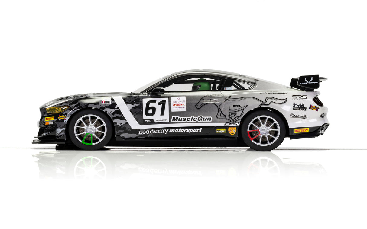Black and white Ford Mustang GT4 slot car replica from Academy Motorsport for Scalextric 1/32 Slot Car C4221