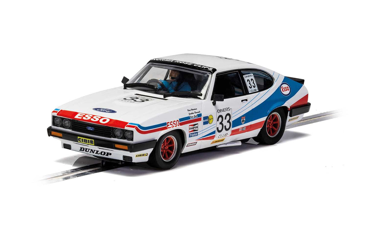 White Ford Capri race car model from the 1981 Spa 24hrs for Scalextric C4222