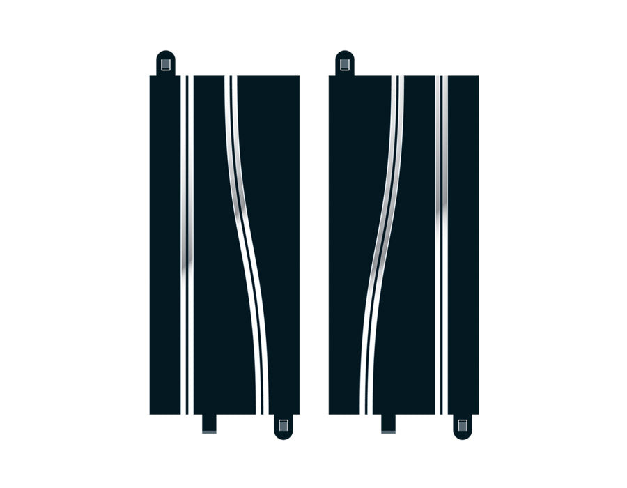Two black, straight-striped side swipe decals for model trains for Scalextric C8246