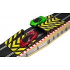 Track extension pack with black and yellow track sections and two cars for Scalextric C8511