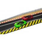 Race track extension with three model cars: green, red, and black for Scalextric C8511