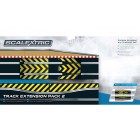 Model train track extension pack with yellow and black hazard stripes for Scalextric C8511