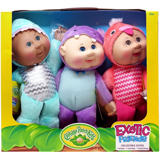 Three plush dolls: Cleo Shark, Archie Hippo, and Rosalie Flamingo for Cabbage Patch Kids 2238832