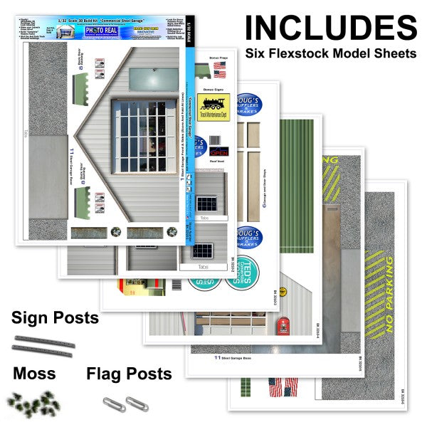 Model kit sheets for realistic garage facade building for Innovative Hobby Supply BK3210